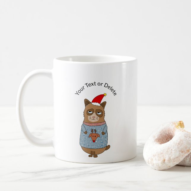 Grumpy Cat mit einer üppigen Kaffeeküche Tasse (Mit Donut)