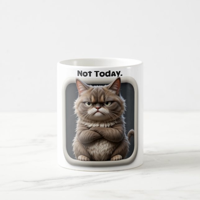 Grumpy Cat "Not Today" Funny Angry Cat Design Kaffeetasse (Mittel)