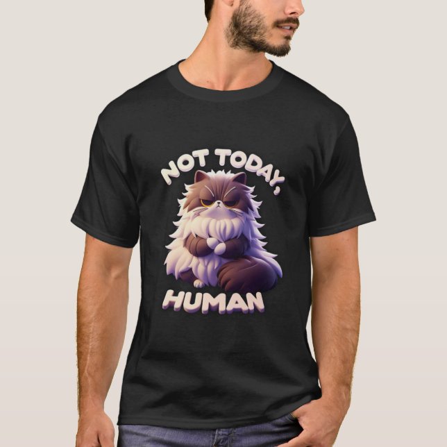 Grumpy Cat "Not Today, Human" Funny T - Shirt (Vorderseite)