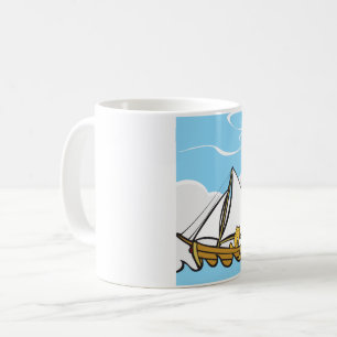 Grumpy Cat on Sailboat Funny Nautical Cartoon Kaffeetasse