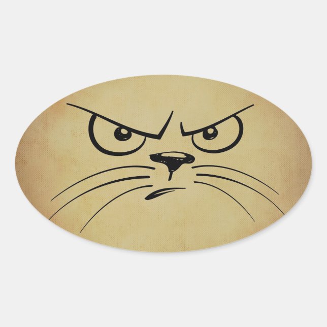 Grumpy Cat Oval Stickers (Vorderseite)