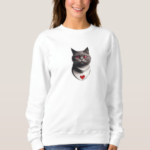 Grumpy Cat-Shirt mit roten Augen & Herz-Kragen – F Sweatshirt