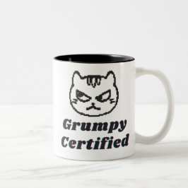 "Grumpy Certified" Funny Cat Meme Design Zweifarbige Tasse