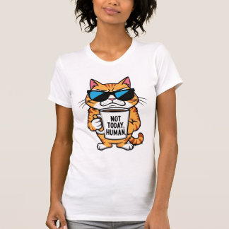 Grumpy Chat heute nicht menschlicher Funny Coffee T-Shirt