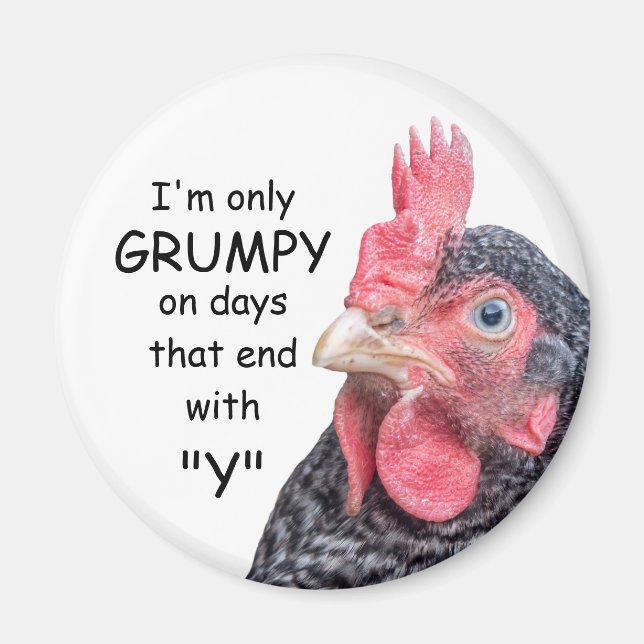 Grumpy Chicken Funny Frowning Hen Foto Magnet (Vorne)