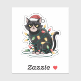 Grumpy Christmas Cat Aufkleber