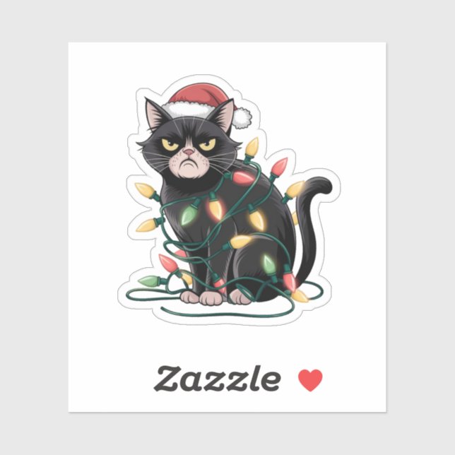 Grumpy Christmas Cat Aufkleber (Blatt)