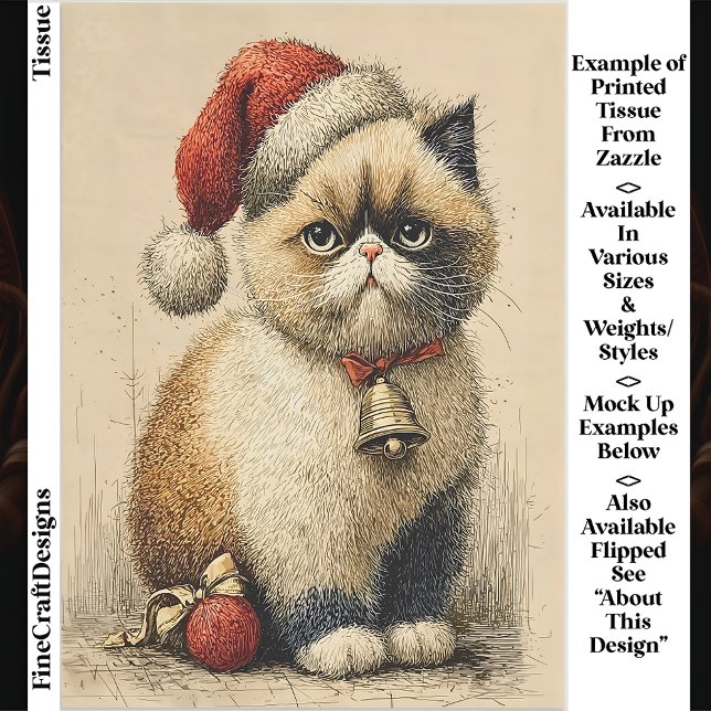 Grumpy Christmas Cat EB1L Decoupage Seidenpapier (Von Creator hochgeladen)
