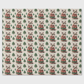 Grumpy Christmas Cat in Ugly Sweater Geschenkpapier