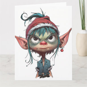 Grumpy Christmas Elf Attitude Karte