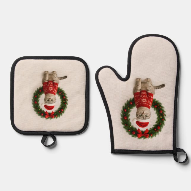Grumpy Christmas Mood Ofenhandschuh & Topflappen-Set (Vorderseite)