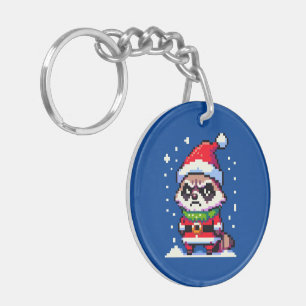 Grumpy Christmas Raccoon - Drôle Pixel Art Holiday