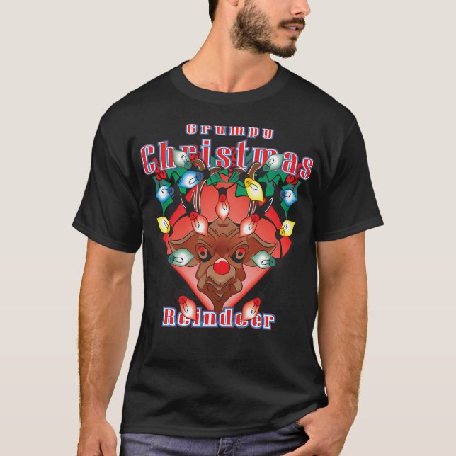 Grumpy Christmas Reindeer T-Shirt (Vorderseite)