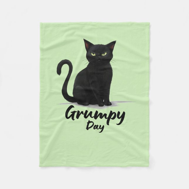 Grumpy Day mit Black Cat Fleecedecke (Vorderseite)