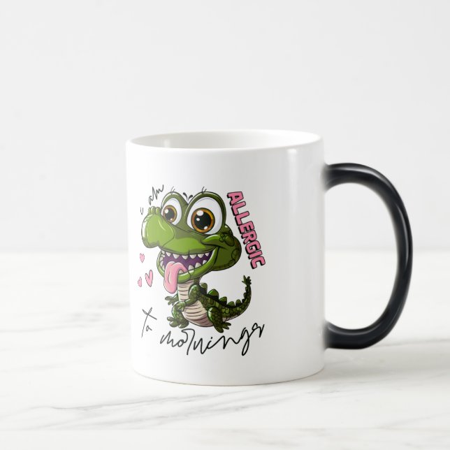 Grumpy Dino Mug - "Je suis allergique au matin" (Droite)