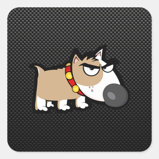 Grumpy Dog auf Sleek Quadratischer Aufkleber (Vorderseite)