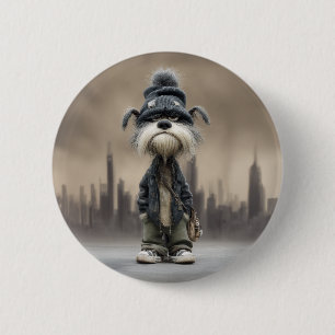 Grumpy Dog in Streetwear Button