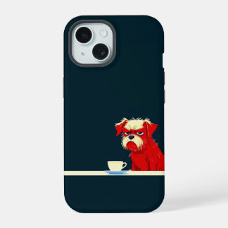 Grumpy Dog Kaffeezeit - Niedliche Minimalistische iPhone 15 Hülle