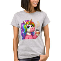 Grumpy Einhorn braucht Kaffee Cartoon