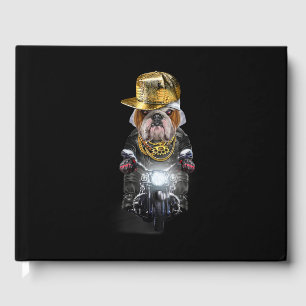 Grumpy English Bulldog mit Hip Hop Cap Riding Gästebuch