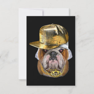 Grumpy English Bulldog mit Hip Hop Rapper Einladung