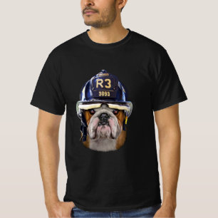Grumpy English Bulldog Wear Firefighter Helm T-Shirt