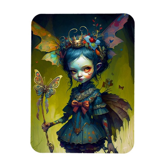 Grumpy Fairy Pixie Fantasy Art Magnet (Vertikal)