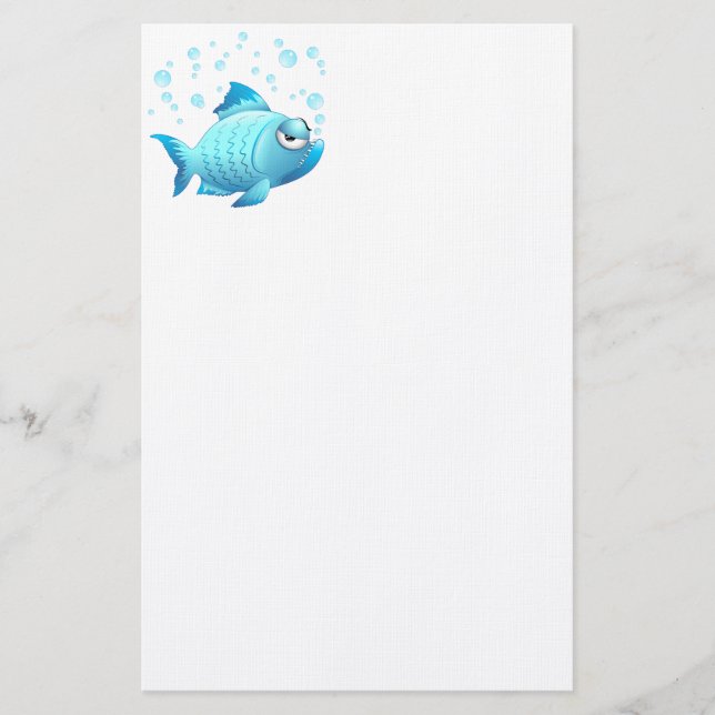 Grumpy Fish Cartoon Briefpapier (Vorderseite)