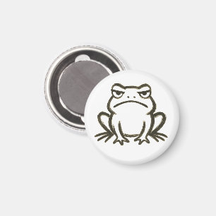 Grumpy Frog – Minimalistische Pinselstrich-Stimmun Magnet