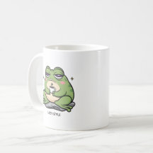 Grumpy Frog mit einer winzigen Tasse Kaffee