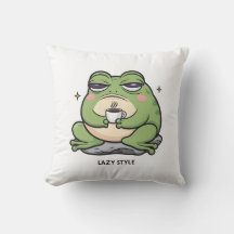 Grumpy Frog mit einer winzigen Tasse Kaffee