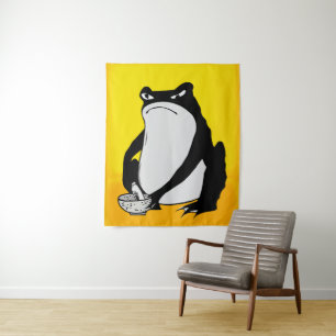 Grumpy Frog zeichnete japanische Kunst von Matsumo Wandteppich