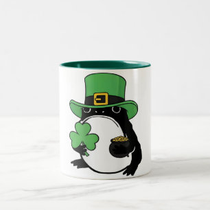 Grumpy Frosch Japanischer St. Patricks Day Shamroc Zweifarbige Tasse