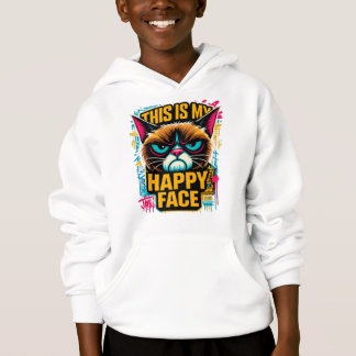 Grumpy Funny Cat Das ist mein glückliches Gesicht Hoodie