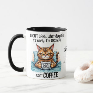 Grumpy Funny Cat Drink Kaffee Zitat Tasse