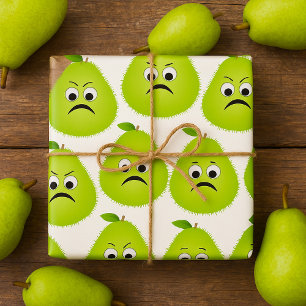 Grumpy Fuzzy Pear Face Funny Fruit Character Geschenkpapier