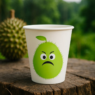 Grumpy Fuzzy Pear Face Funny Fruit Character Pappbecher