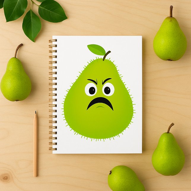 Grumpy Fuzzy Pear Face Funny Fruit Character Planer (Von Creator hochgeladen)