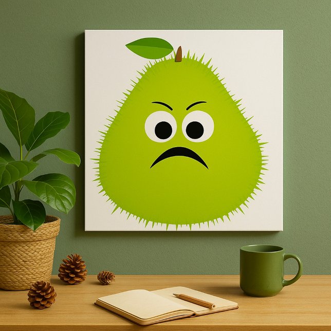 Grumpy Fuzzy Pear Face Funny Fruit Character Poster (Von Creator hochgeladen)