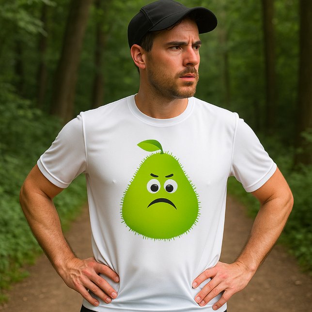 Grumpy Fuzzy Pear Face Funny Fruit Character T-Shirt (Von Creator hochgeladen)