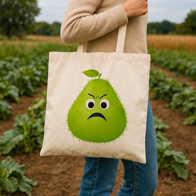 Grumpy Fuzzy Pear Face Funny Fruit Character Tragetasche (Von Creator hochgeladen)