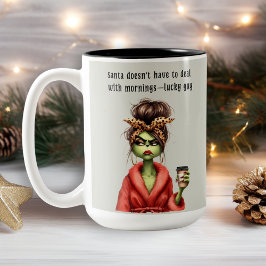 Grumpy Green Furry Lieben Kaffee Zweifarbige Tasse