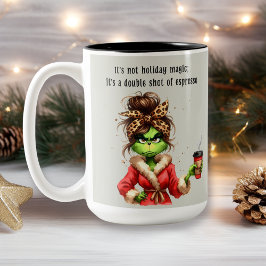 Grumpy Green Furry Lieben Kaffee Zweifarbige Tasse