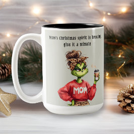 Grumpy Green Furry Mama Lieben Kaffee Zweifarbige Tasse