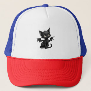 Grumpy Halloween-Schwarze Katze im Fledermauskostü Truckerkappe