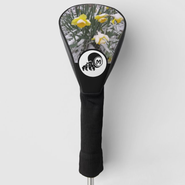 Grumpy Hermit Crab Silhouette Monogram w Foto Golf Headcover (Vorderseite)