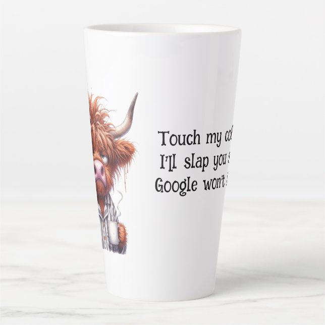 Grumpy Highland Cow & Google Coffee/Latte Tasse (Vorderseite)