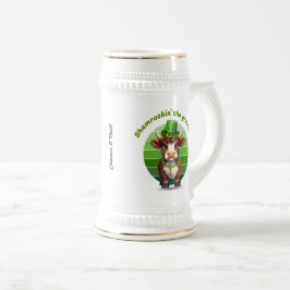 Grumpy Highland Cow St Patrick's Day Bierglas