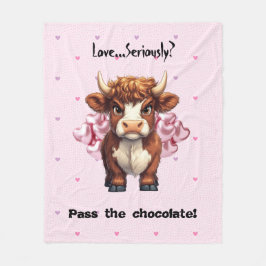 Grumpy Highland Cow Valentine's Day Fleecedecke