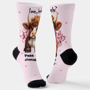 Grumpy Highland Cow Valentine's Day Socken